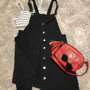 Black jean overalls